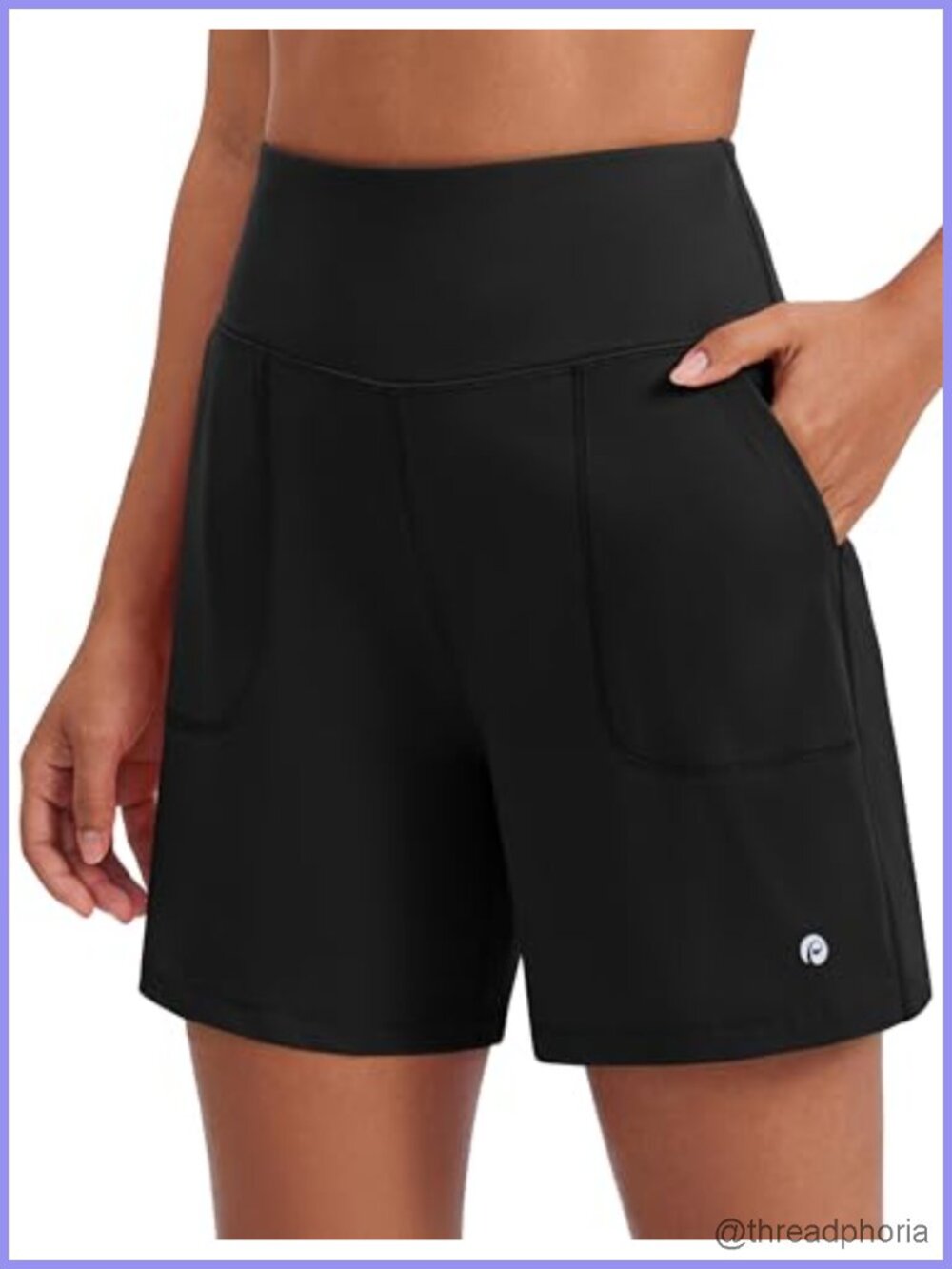 High Waist Athletic Shorts 6" Inseam with Pockets Nylon Spandex Yoga Running